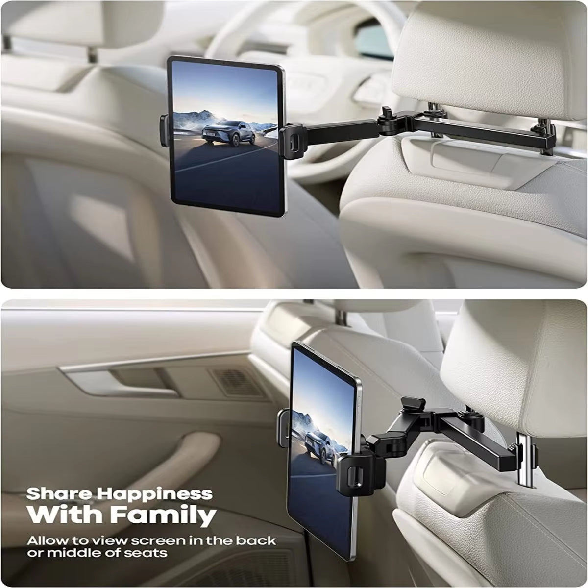 Universal Car Headrest Tablet Mount for Ipads, and Cell Phones - Hands-Free Entertainment for Backseat Passengers