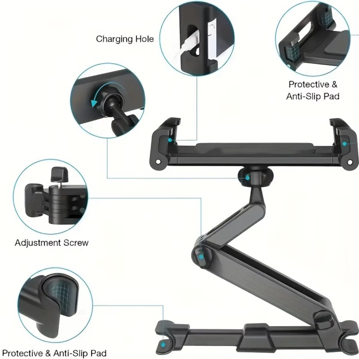 Universal Car Headrest Tablet Mount for Ipads, and Cell Phones - Hands-Free Entertainment for Backseat Passengers
