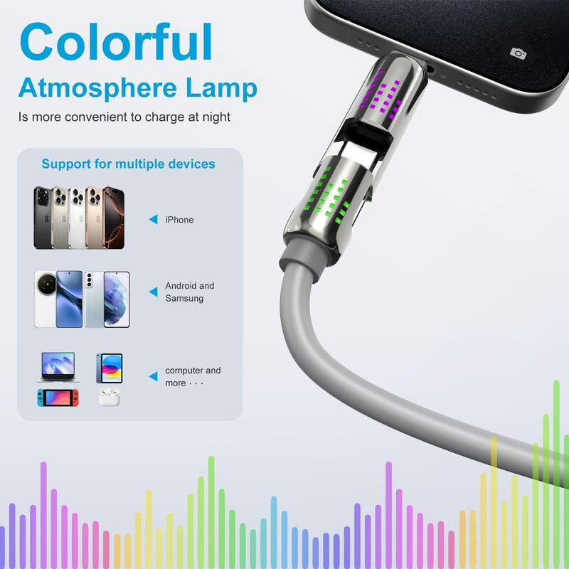 240W 4 in 1 USB C Cable, Charger Cable with Breathing Light, PD 5A Multi-Speed ​​Charging and Data Sync Silicone, for Iphone Samsung Laptop Multi-Device Charging, 6.6Ft Brand: LOZE
