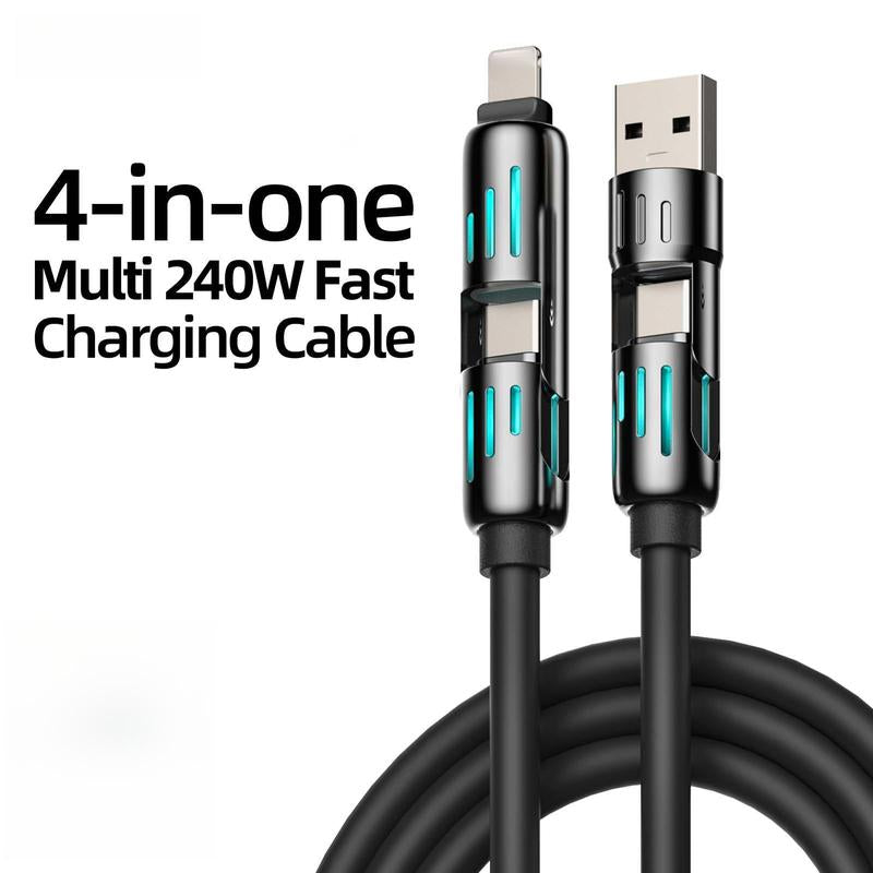 240W 4 in 1 USB C Cable, Charger Cable with Breathing Light, PD 5A Multi-Speed ​​Charging and Data Sync Silicone, for Iphone Samsung Laptop Multi-Device Charging, 6.6Ft Brand: LOZE