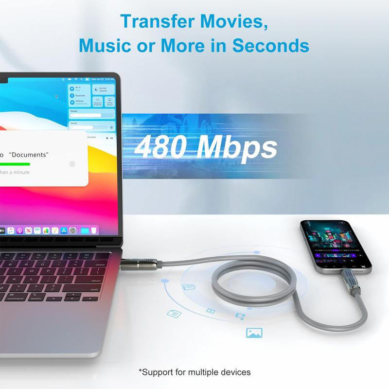 240W 4 in 1 USB C Cable, Charger Cable with Breathing Light, PD 5A Multi-Speed ​​Charging and Data Sync Silicone, for Iphone Samsung Laptop Multi-Device Charging, 6.6Ft Brand: LOZE