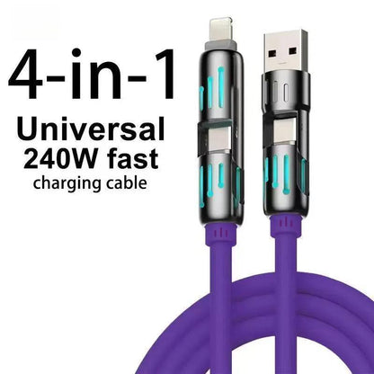 240W 4 in 1 USB C Cable, Charger Cable with Breathing Light, PD 5A Multi-Speed ​​Charging and Data Sync Silicone, for Iphone Samsung Laptop Multi-Device Charging, 6.6Ft Brand: LOZE