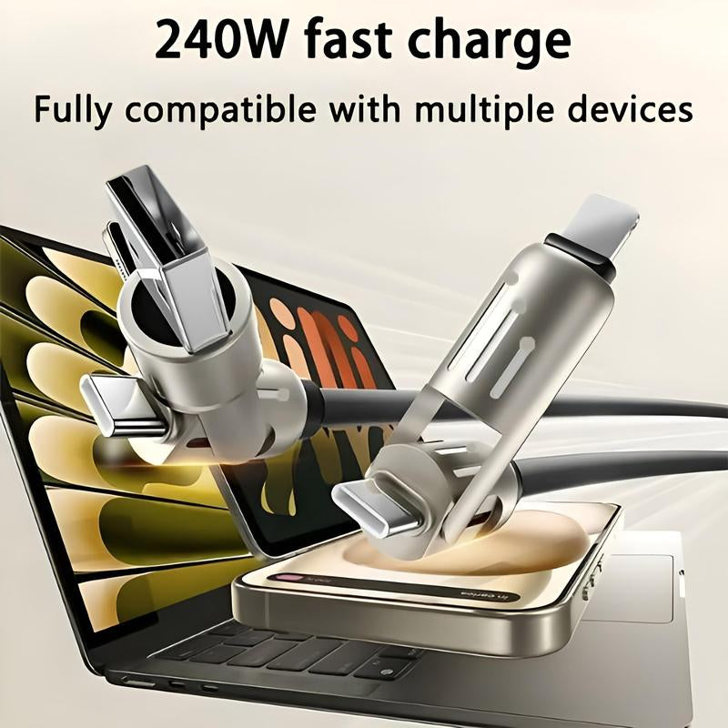 240W 4 in 1 USB C Cable, Charger Cable with Breathing Light, PD 5A Multi-Speed ​​Charging and Data Sync Silicone, for Iphone Samsung Laptop Multi-Device Charging, 6.6Ft Brand: LOZE